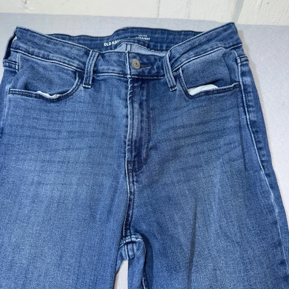 Old Navy Straight Jeans Womens 8 Blue Excellent High-Rise Stretch‎ Denim